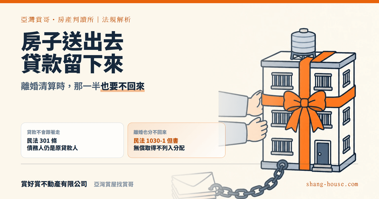 房子過戶給另一半，貸款還是你在背——離婚時，連那一半都要不回來